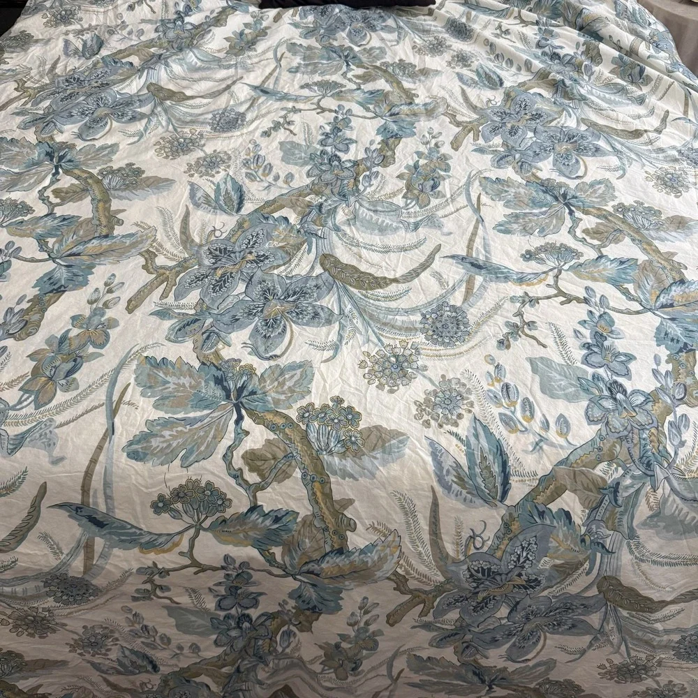 Pottery Barn Sydney Palampore Duvet Cover King Organic Cotton Botanical Blue